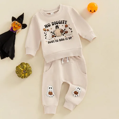 Miniatura 35 de BemeyourBBs Conjunto divertido de sudadera y pantalones de manga larga con letras divertidas para bebé niño y niño