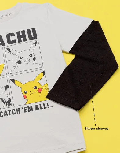 Miniatura 4 de Pokemon Camiseta Niños Niños Skater Ropa Gris Pikachu Game Top