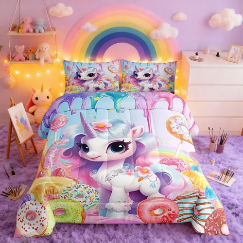 Miniatura 36 de Castle Fairy - Juego de funda de edredón con bandera estadounidense tamaño King, ropa de cama para niñas y adolescentes, funda de edredón con Multi