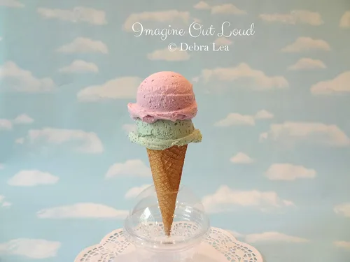 Miniatura 4 de Helado falso de imitación de fresa, menta, doble cucharada, cono de azúcar, decoración de accesorios para fotos