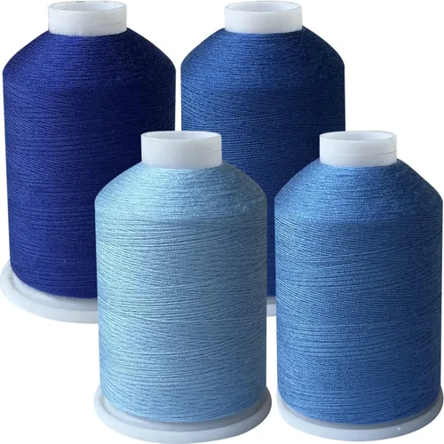 Miniatura 2 de Juego de hilos de coser, 4 colores (azul marino), 40s/2, 100% poliéster, 4000 yardas (serie azul)