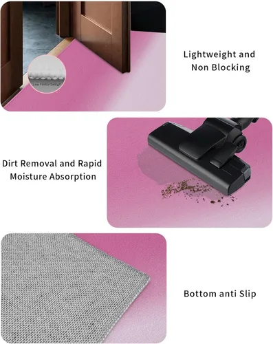 Miniatura 2 de Tapete para puerta delantera, antideslizante, absorbente, para entrada, para interiores y exteriores, tapete pequeño con patrón degradado rosa