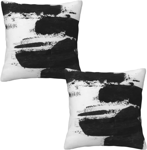 Miniatura 19 de Lcokin - Fundas de almohada decorativas con rayas rojas y negras abstractas, 16 x 16 pulgadas, juego de 2, funda cuadrada de cojín gris para sofá