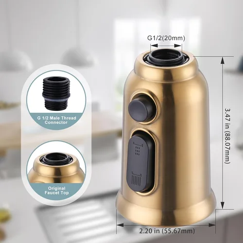 Miniatura 6 de Reemplazo de cabezal de grifo extraíble, cabezal rociador de grifo de cocina de 3 funciones con 9 adaptadores, boquilla de pulverización de cabezal