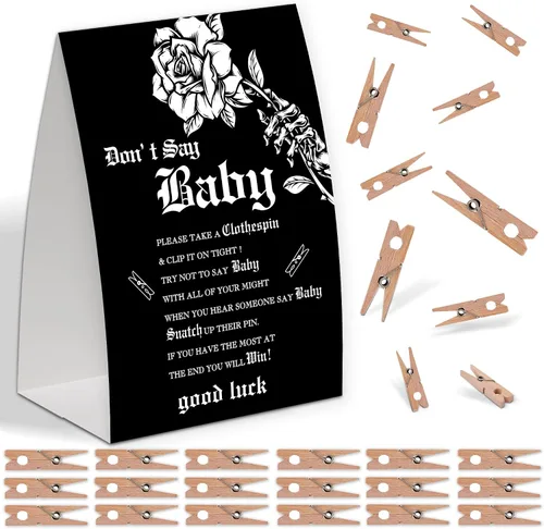 Miniatura 6 de Decoraciones de oso para baby shower, género neutro y temático de otoño, incluye juego de Don't Say Baby y pequeño juego de pinzas para la ropa