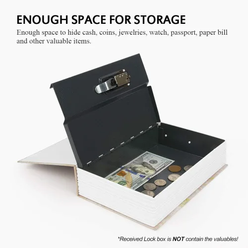 Miniatura 6 de KYODOLED Caja fuerte de metal portátil con cerradura de llave, libro secreto oculto, libro secreto seguro, libro de desviación con diccionario, 9.5