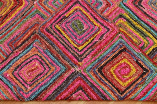 Miniatura 6 de Natural Jute Collection - Alfombra cuadrada de 3 x 3 pies, alfombra de yute trenzada a cuadros multicolor de 0.27 pulgadas de grosor, ideal
