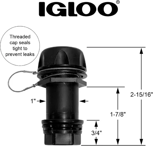 Miniatura 2 de Igloo Tapón de drenaje con correa de acero inoxidable para enfriadores BMX, Overland e IMX de 25-72 cuartos de galón