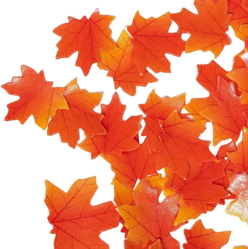 Miniatura 2 de Hojas de otoño comestibles doradas, 90 piezas para cupcakes, hojas de arce de otoño, oblea, papel de arroz, decoración de alimentos, mezcla de 2