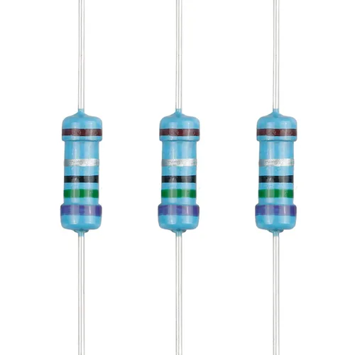 Miniatura 10 de 100 resistencias de 1 ohm 1/2 W (0.5 vatios) ±1% tolerancia de película metálica, resistencia fija de múltiples valores de resistencia opcional