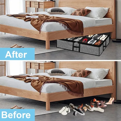 Miniatura 8 de Organizador de zapatos debajo de la cama para armario, paquete de 2, se adapta a 24 pares de cajas de contenedores de zapatos debajo de la cama