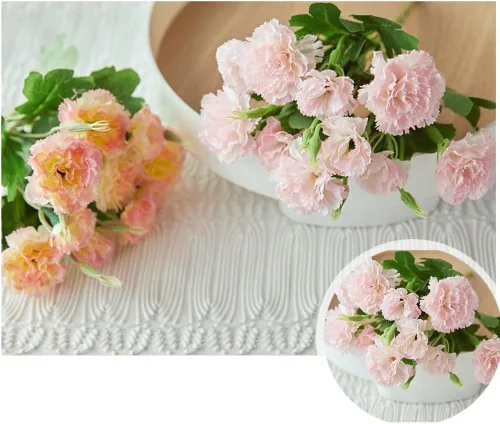 Miniatura 4 de Corkwaw Claveles artificiales de 40 cabezas, ramo de hortensias de seda, planta de plástico adecuada para accesorios de fotos, fiestas familiares
