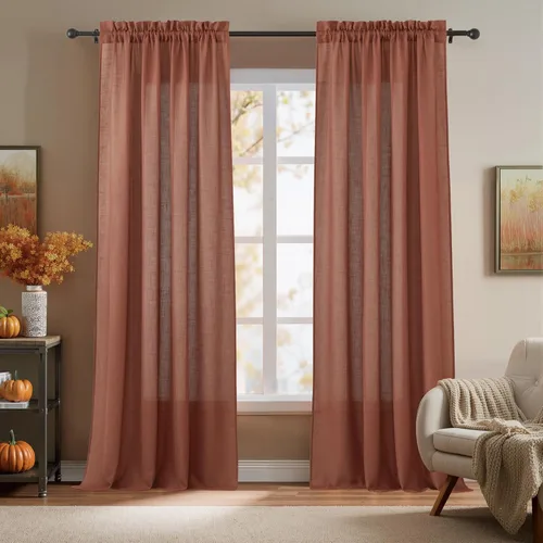 Miniatura 38 de RYB HOME Cortinas extralargas de 108 pulgadas de largo, transpirables con bolsillo para barra, cortinas traslúcidas blancas para sala de estar