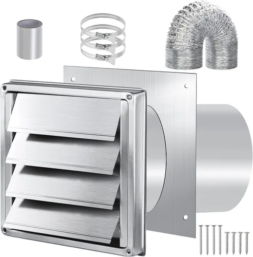 Miniatura 12 de Kit de ventilación de secadora a través de la pared con manguera/conducto conector/placa de pared, kit de conector de manguera de ventilación