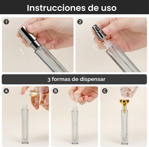 Miniatura 3 de Juego de botellas de perfume de vidrio Segbeauty, paquete de 5 de 10 ml de perfume portátil recargable de viaje, atomizador vacío rociador para Mixto