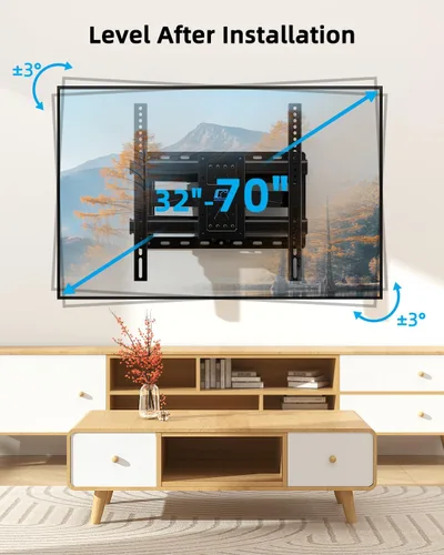 Miniatura 4 de HOME VISION Soporte de pared para TV de movimiento completo con soporte de barra de sonido para televisores de 32 a 70 pulgadas, brazos dobles