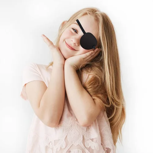 Miniatura 2 de Parches para ojos de pirata, paquete de 2 parches ajustables para ojos perezosos para adultos y niños, color negro
