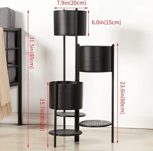 Miniatura 4 de Soporte para Plantas de Esquina Interior de Metal, 6 Niveles para 6 Macetas, Soportes para Macetas de Flores de Exterior, Estantes Portamacetas