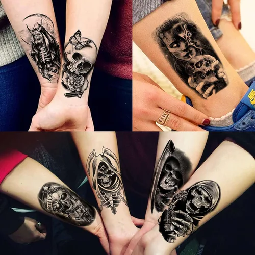 Miniatura 3 de TASROI Más de 236 piezas de 45 hojas de tatuajes temporales de Halloween para niños, kits de maquillaje zombi 3D, murciélagos, telaraña, bruja