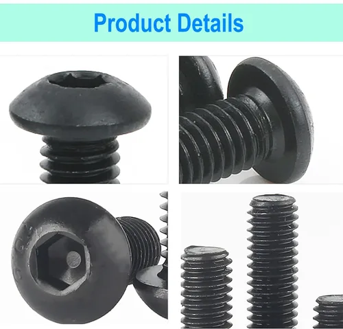 Miniatura 3 de 35 tornillos hexagonales de acero de aleación de grado 10.9 con cabeza de botón, óxido negro, M8 x 16/20/25/30/1.575 in Allen Head Hex Drive