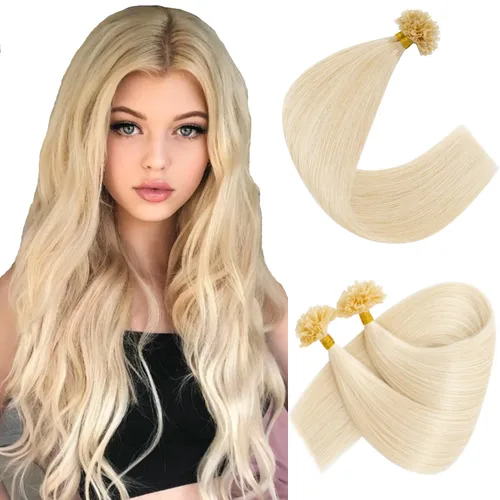 Miniatura 14 de Extensiones de cabello humano con punta en U, con queratina de fusión caliente, extensiones de cabello humano real, extensiones de cabello Remy