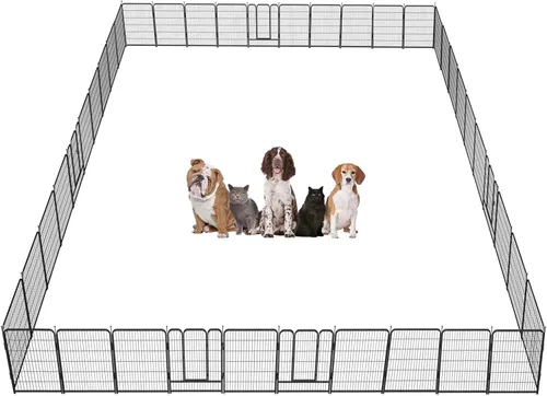 Miniatura 7 de Corralito para perros, 32/40/45 pulgadas de altura resistente, plegable para interiores y exteriores antioxidante, cerca de ejercicio para perros