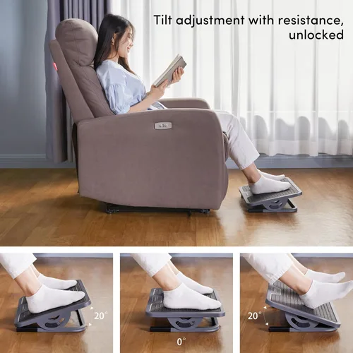 Miniatura 3 de EUREKA ERGONOMIC Reposapiés ajustable con inclinación, reposapiés para debajo del escritorio en el trabajo con superficie de masaje, reposapiés