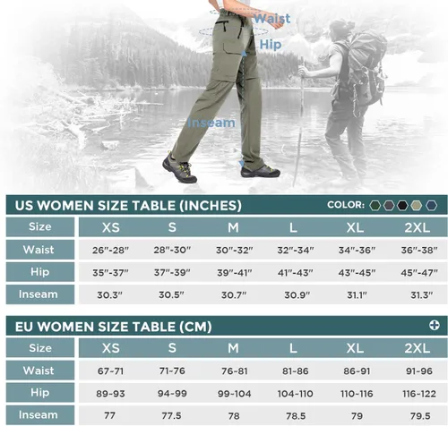 Miniatura 6 de Wespornow Pantalones convertibles con cremallera para mujer, para campamento, viajes