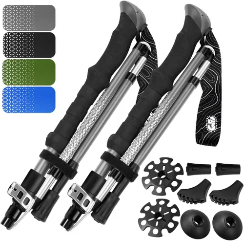 Miniatura 12 de Bastones de senderismo plegables de alta calidad de la marca estadounidense, ajustables, ligeros, bastones de senderismo hechos de aluminio Corcho