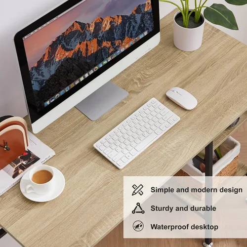 Miniatura 6 de VECELO Escritorio para computadora de oficina en casa de 43 pulgadas, escritorio moderno y simple con almacenamiento para dormitorio, mesa simple