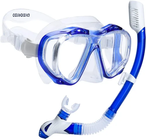 Miniatura 11 de Snorkel Set Wide-View Adult Snorkeling Scuba Gear, Professional Snorkel Goggles Anti-Fog Diving Mask, Anti-Leak Swim Goggles and Dry Top Snorkel for