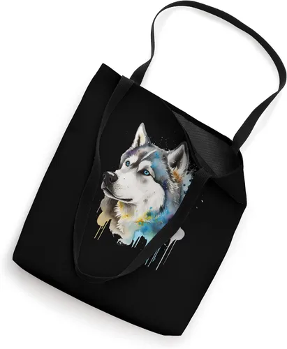 Miniatura 2 de Colorido acuarela splash huskies siberiano husky Tote Bag