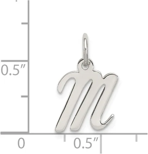 Miniatura 3 de Colgante de plata de ley 925 maciza con letra inicial de letra M 0630in