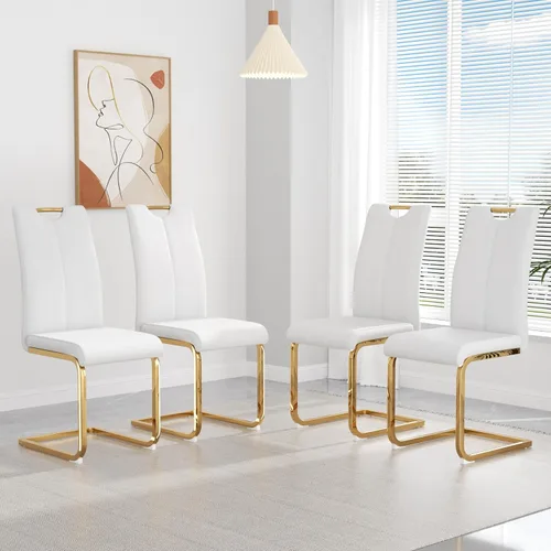 Miniatura 19 de yeag Juego de Sillas de Comedor Modernas de 2 Unidades, Sillas de Cocina y de Sala de Estar con Respaldo Alto, con Patas de Metal Cromado Dorado
