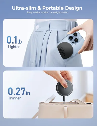 Miniatura 7 de Cargador inalámbrico magnético de carga rápida con imán fuerte almohadilla de carga para iPhone 17/16/15/14/13/12 - Serie y AirPods Pro 4-2, puertos
