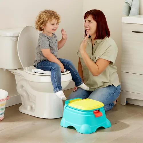 Miniatura 9 de Sesame Street Elmo Hooray - Asiento de inodoro y taburete 3 en 1 para entrenamiento para ir al baño, diseño fácil de limpiar con manija de descarga