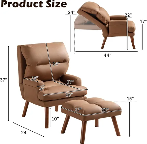 Miniatura 2 de IOMOR Silla de Acento Moderna con Almacenamiento, Sillón Individual con Almohada de Respaldo Mullido, Silla Cómoda Tapizada para Sala de Estar