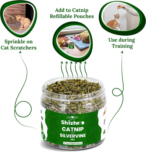 Miniatura 3 de Mezcla de vid plateada de hierba gatera para gatos y gatitos, fórmula no tóxica recién seca y de estimulación dual, neblina orgánica de vid plateada