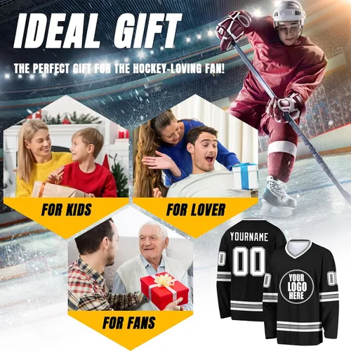 Miniatura 7 de Camiseta de hockey personalizada para hombres/mujeres/jóvenes/niños, nombre personalizado/número/logotipo de gran tamaño camiseta de entrenamiento