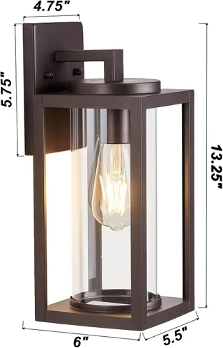 Miniatura 2 de MICSIU - Lámpara de pared para exterior de bronce cepillado con aceite, impermeable, de 13 pulgadas, luces de aplique de pared al aire libre, vidrio