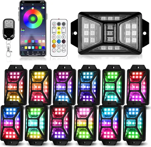 Miniatura 14 de 4 cápsulas de luces RGB de ángulo completo compatibles con camiones de 12 V, Jeep, UTV, SUV, ATV, barco, carrito de golf, impermeable, multicolor
