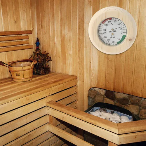 Miniatura 2 de Higrotermógrafo de sauna Termómetro interior Medidor de humedad Termómetro de habitación Higrómetro Equipo de medición de temperatura de madera