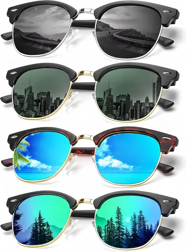 Miniatura 19 de KALIYADI - Gafas de sol polarizadas para hombres y mujeres unisex, marco semirretráctil, estilo retro, para conducir, con bloqueo UV