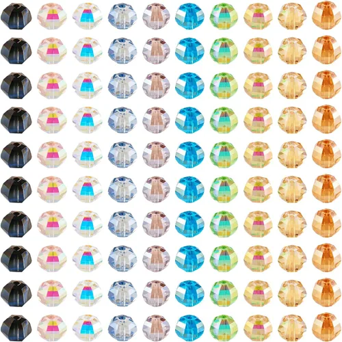 Miniatura 9 de Craftdady 100 cuentas de vidrio Rondelle facetadas de 0.315 a 0.315 pulgadas, cuentas de cristal transparente sueltas redondas espaciadoras