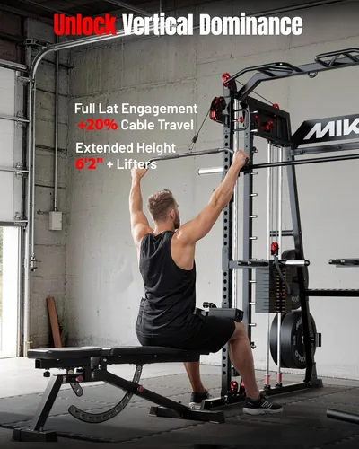 Miniatura 4 de Mikolo M4 2.0 Smith Machine, All-in-One Home Gym Power Cage with LAT Pulldown & Cable Crossover, Squat Rack for Full Body Workouts