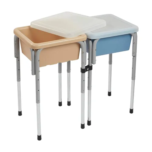 Miniatura 11 de ECR4Kids Mesa de juego ajustable de arena y agua de 2 estaciones, con recipientes sensoriales, Verde helecho/Azul polvoriento