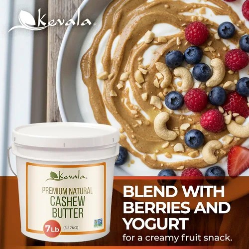 Miniatura 5 de Kevala Mantequilla de anacardo de 7 libras Bulk Size, Natural Peanut Butter Substitute, Cashew Unsalted Butter for Toasts and Pancakes, No Palm