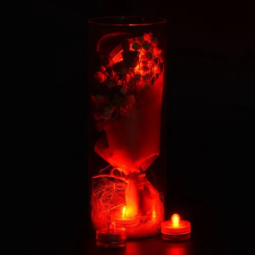 Miniatura 5 de KITOSUN Luces LED sumergibles cr2032 alimentadas por pilas bajo el agua, impermeables, velas LED para eventos, centros de mesa, jarrón, floral, Rojo