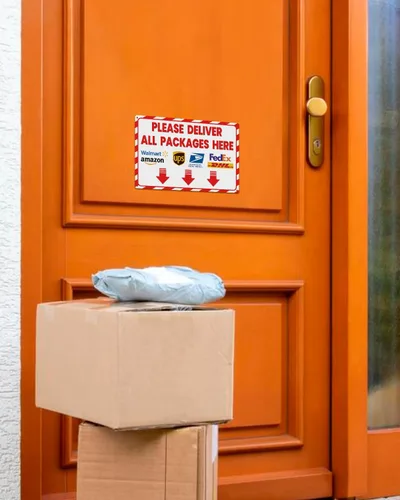 Miniatura 4 de ALKB Letrero de entrega para paquetes Please Deliver All Packages Here Arrows - Instrucciones de entrega para uso al aire libre, 8 x 12 pulgadas
