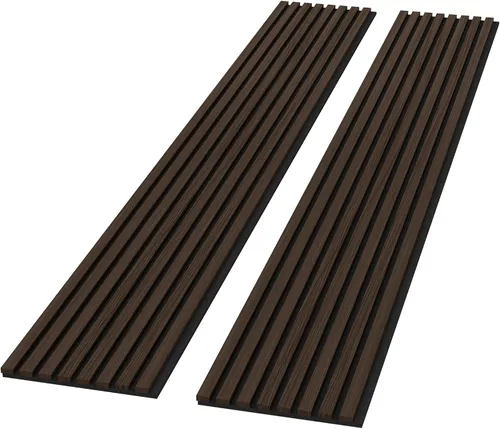 Miniatura 10 de ROOMTEC Paquete de 2 paneles acústicos de pared de madera maciza, paneles de pared insonorizados de 94.49 x 12.6 pulgadas, paneles de pared de Roble
